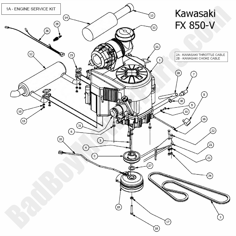 1622 - Bad Boy Mower Parts Lookup > 2017 > Outlaw & Outlaw Extreme > Engine - Kawasaki FX850